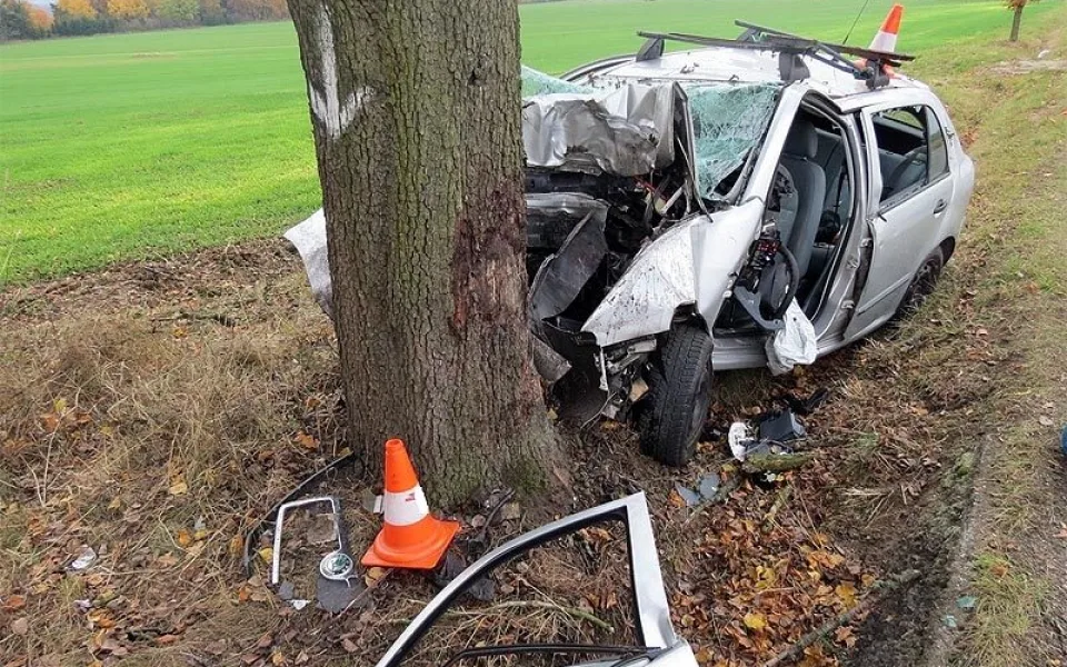 Škoda Fabia po tragickém nárazu