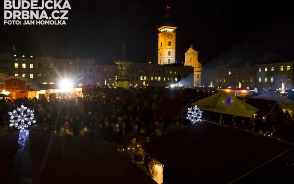 Přílet anděla na českobudějovické náměstí Přemysla Otakara II.