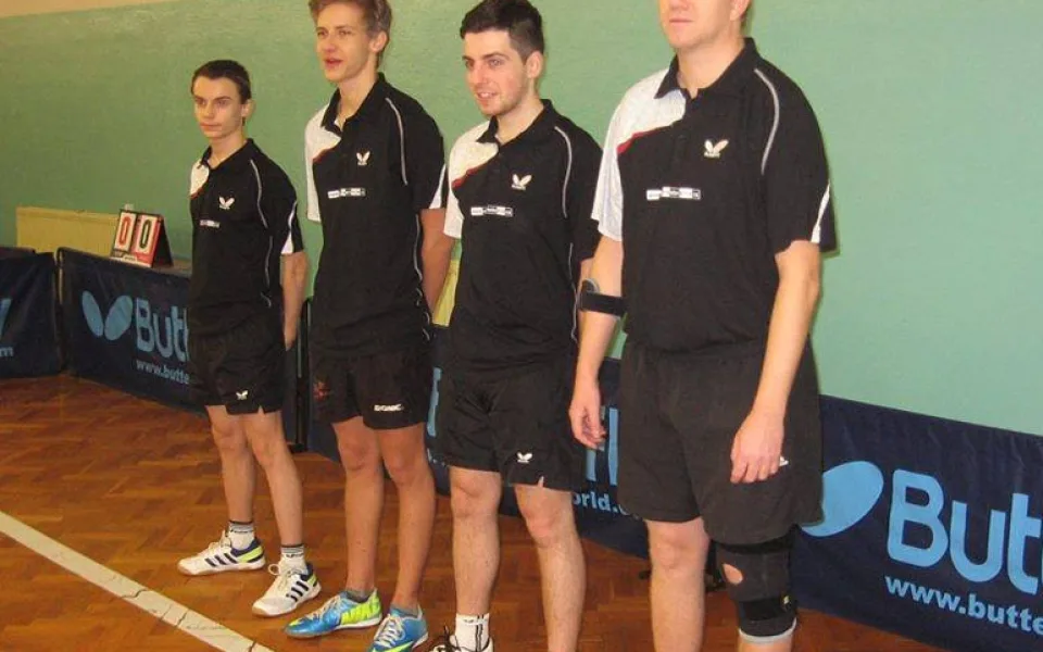Hráči budějckého Pedagogu. Zleva Filip Kortus, Pavel Škopek, Pavel Kortus mladší a Jan Janda