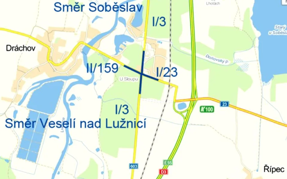 Oblast křižovatky U Sloupu