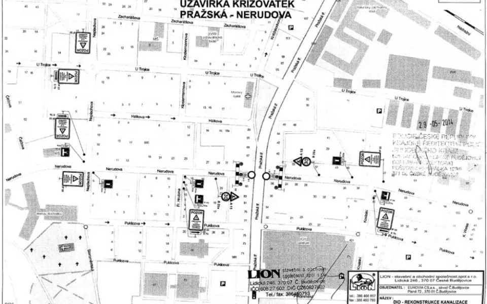 Uzavírka křižovatek Pražská - Nerudova