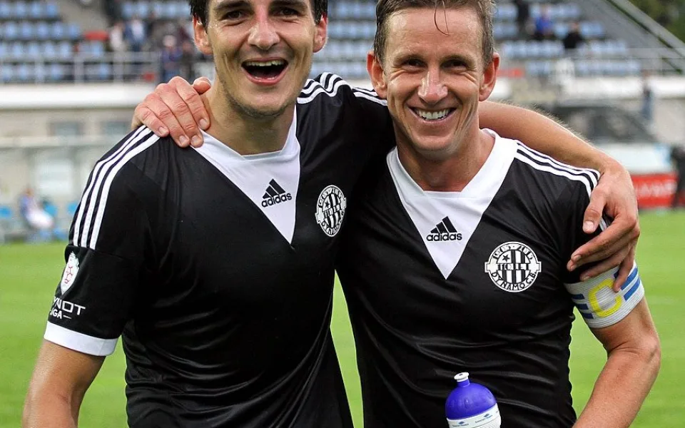 Oba střelci utkání s Mladou Boleslaví - Jaroslav Machovec a Petr Benát (zleva)