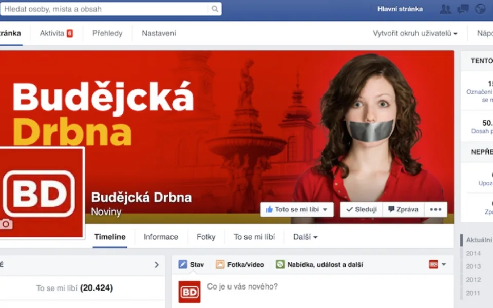 Facebookový profil Budějcké Drbny