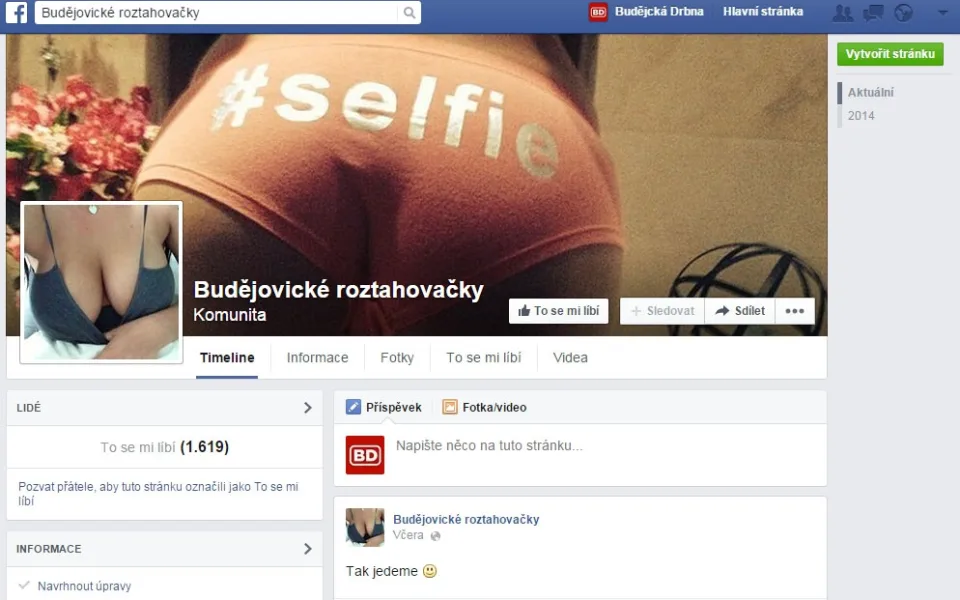 Budějovické roztahovačky na Facebooku