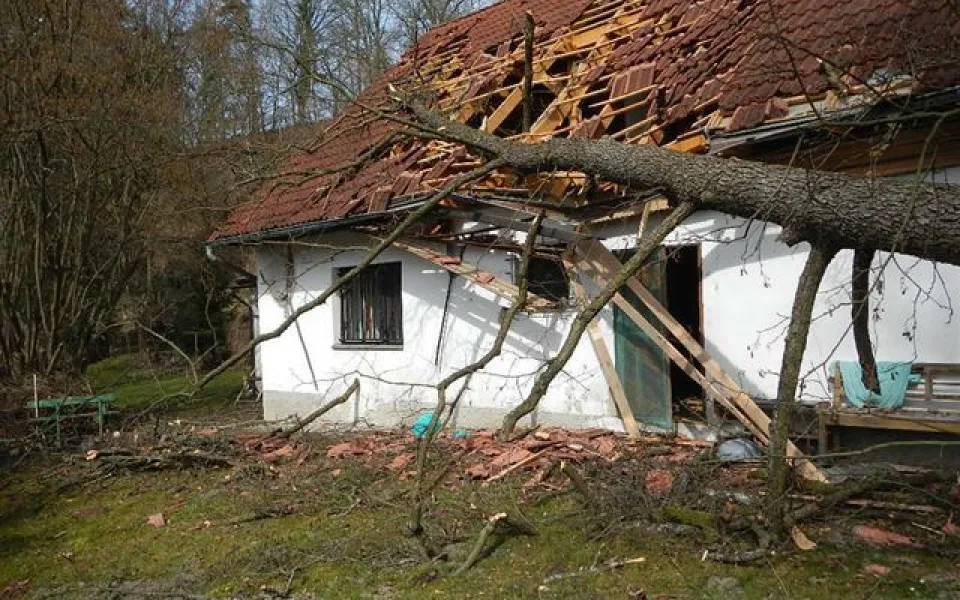 Spadlý strom na střechu rodinného domu