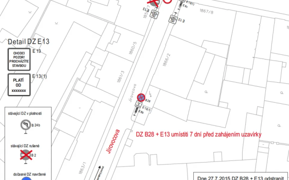 Uzavírka - ulice Nová