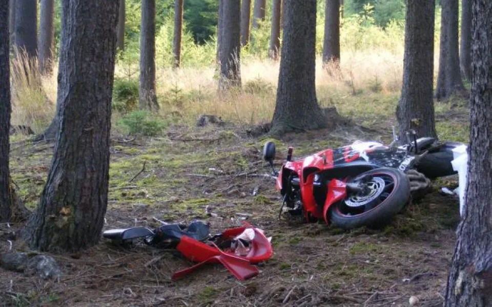 Nehoda motorkáře na Táborsku