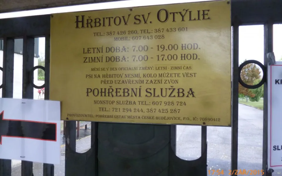 Hřbitov sv. Otýlie - cedule