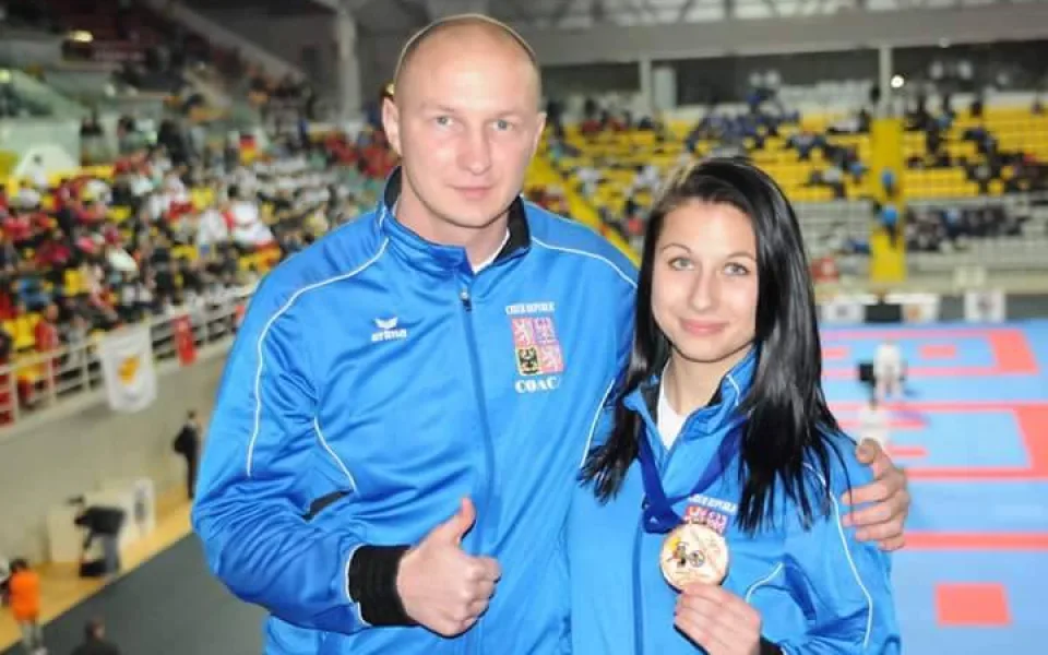 Adriana Crhonková s trenérem Miroslavem Hýskem