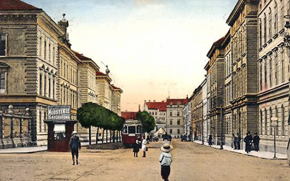 Radeckého třída, později Sokolská, dnes Žižkova, po roce 1910