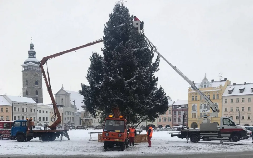 Vánoční strom na náměstí Přemysla Otakara II.