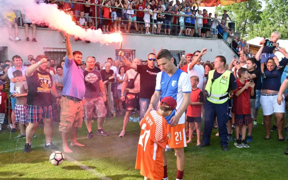David Lafata při rozlučce s kariérou. Nyní bude hrát přebor za Olešník