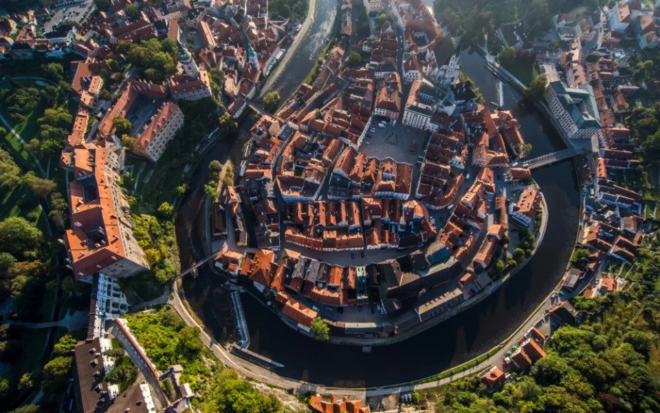 Balonem nad Českým Krumlovem.