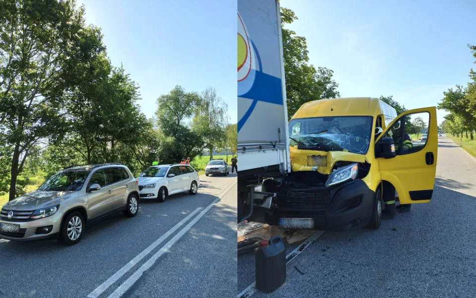U Vodňan je kompletně zavřená silnice. Jeden z řidičů dával přednost kachnám, auto za ním nedobrzdilo