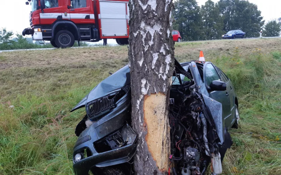 Řidička nejspíš usnula za volantem, s autem narazila do stromu