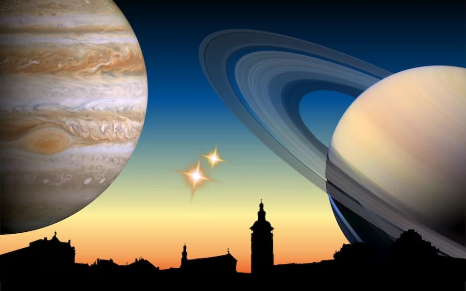 Konjukce Jupiteru se Saturnem a soutěž astronomických rozměrů