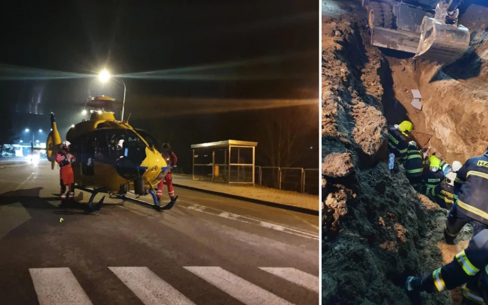 Muže v pětimetrovém výkopu zasypala zemina. Vyproštění trvalo dvě hodiny