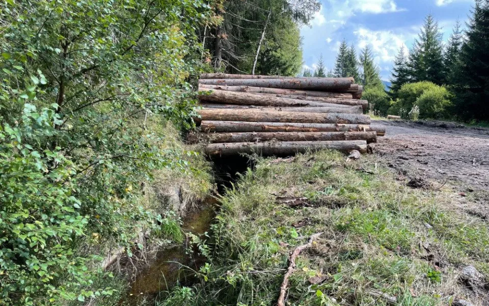 Fotografie Schwarzenberského kanálu z facebookové skupiny, podle které je za ničení této památky zodpovědná Správa NP Šumava.