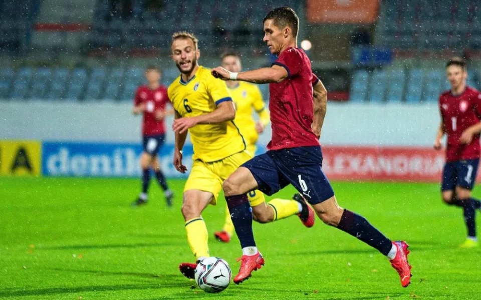 Liberecký obránce Michal Fukala při reprezentačním utkání s Kosovem.