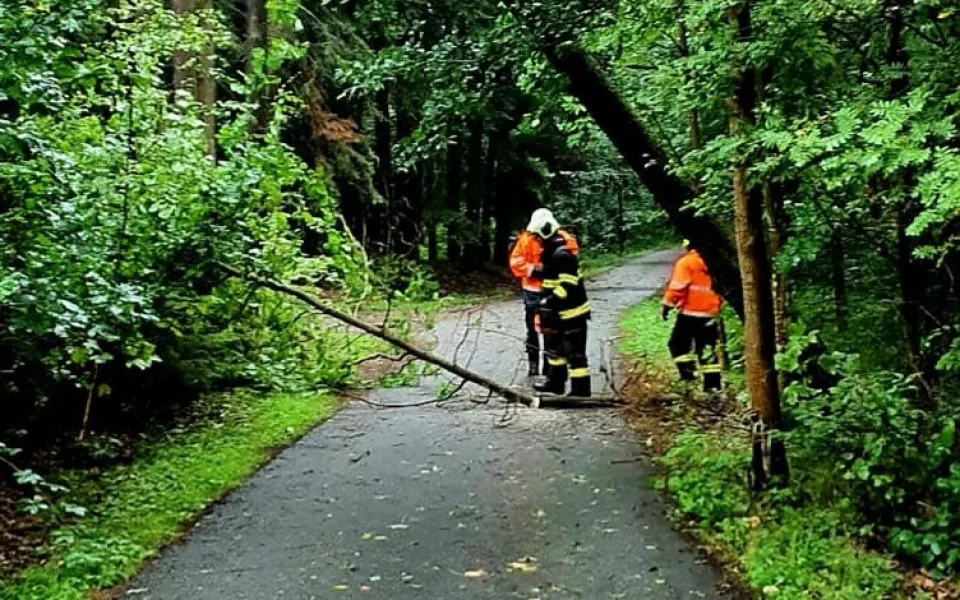 Hasiči řešili kvůli bouřkám hlavně popadané stromy. Na některých místech nejezdí vlaky
