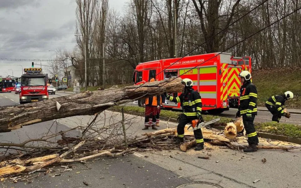 Silný vítr na jihu Čech komplikuje dopravu, hasiči odklízeli 12 popadaných stromů