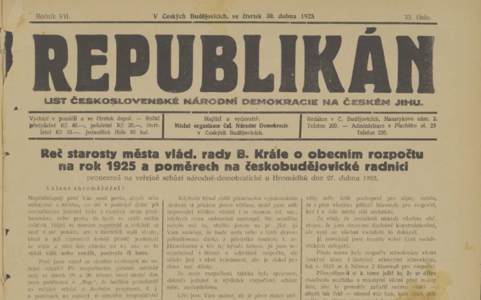 České Budějovice před sto lety čelily finančním výzvám. Jaký byl městský rozpočet?