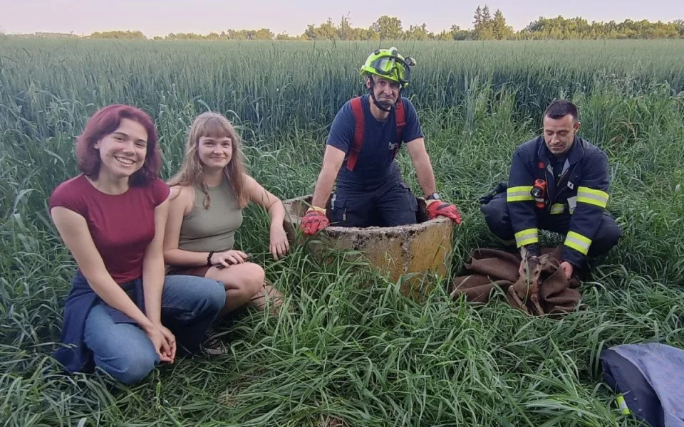 Malé srnče spadlo do betonové struže. Ven mu pomohli hasiči